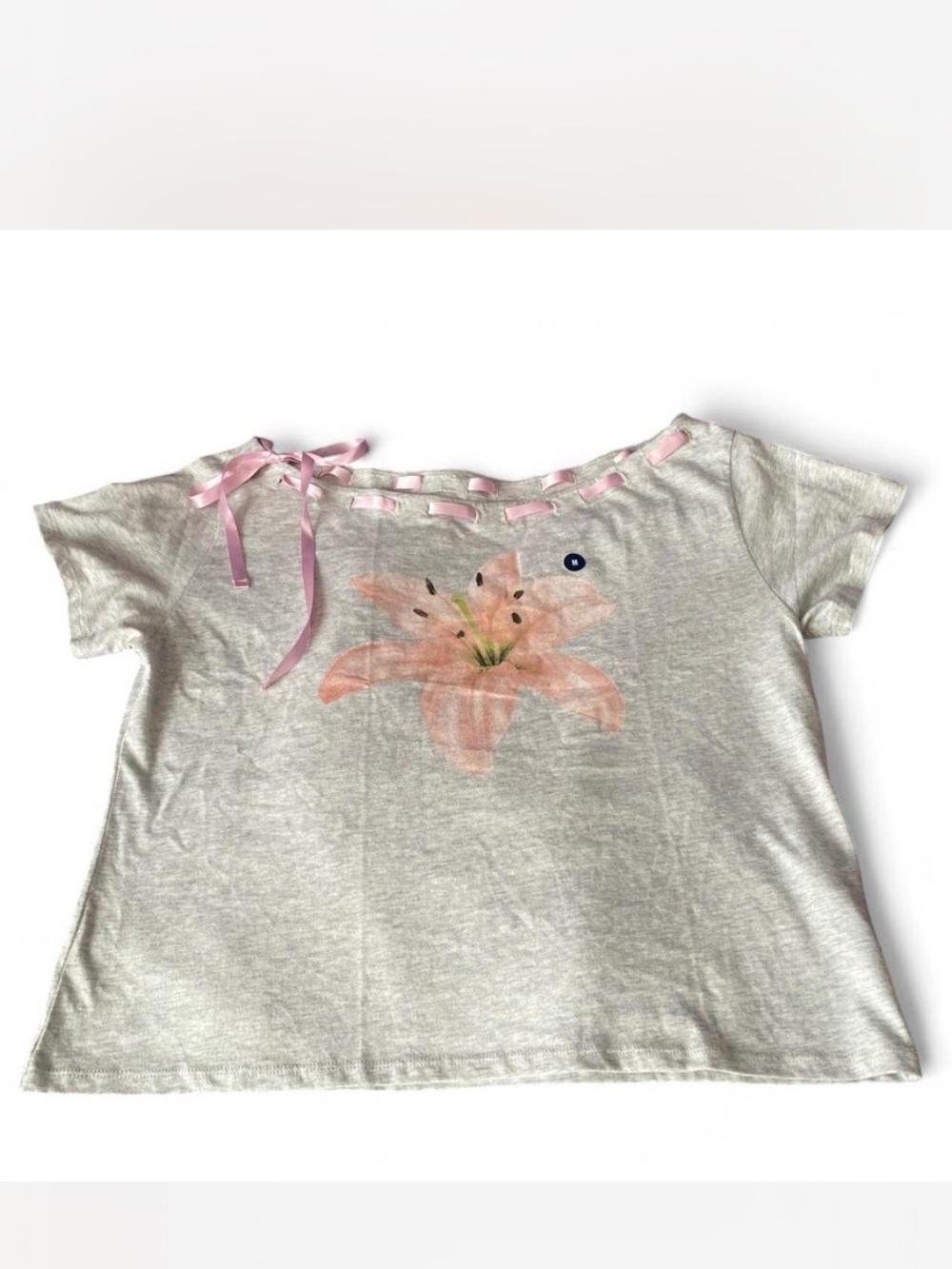 Hollister Easy Off-The-Shoulder Tie Hibiscus T-Shirt